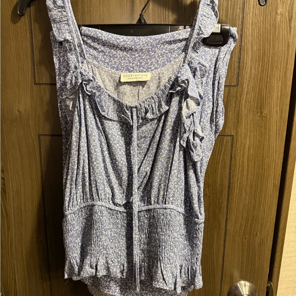 Paper Crane Light Blue Ruffle Jumpsuit